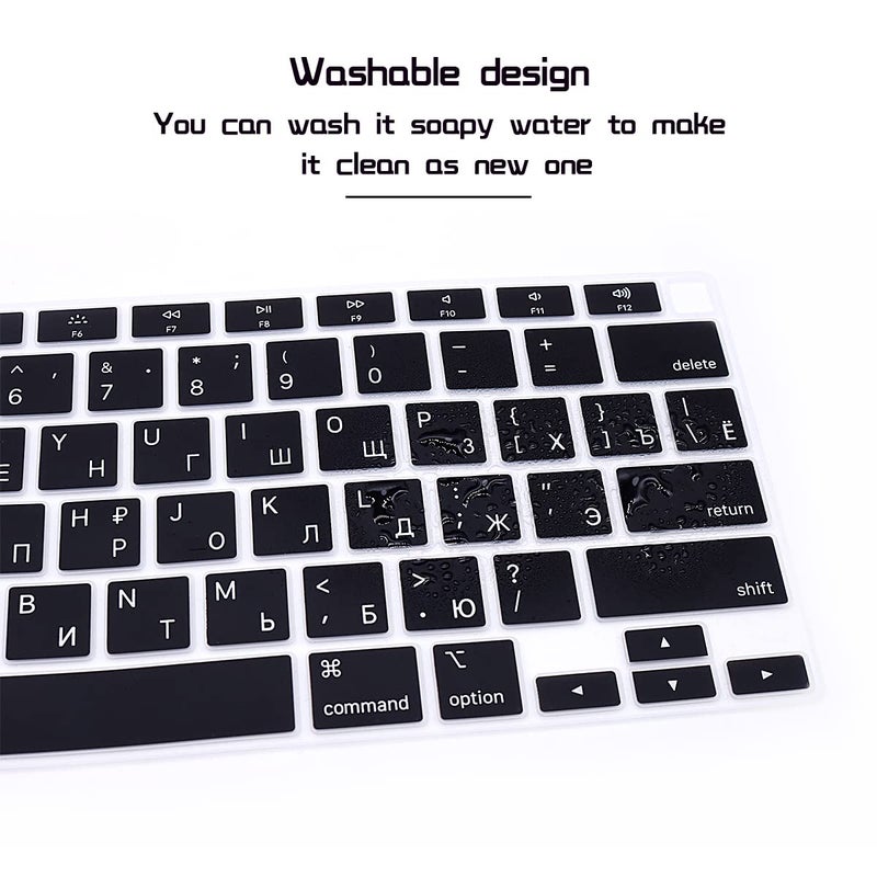 HRH Russian Language Keyboard Cover Skin Silicone Keyboard Cover Protector for MacBook Air 13 Inch 2020 with Touch ID (MODLE A2179 and A2337 M1 Chip,US Layout) - Image 5